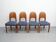 Vintage eetkamerstoelen Holstebro Denmark Teakhout nieuwe stoffering blauw
