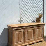 Enfilade / antique buffet in solid raw wood with 3 drawers.