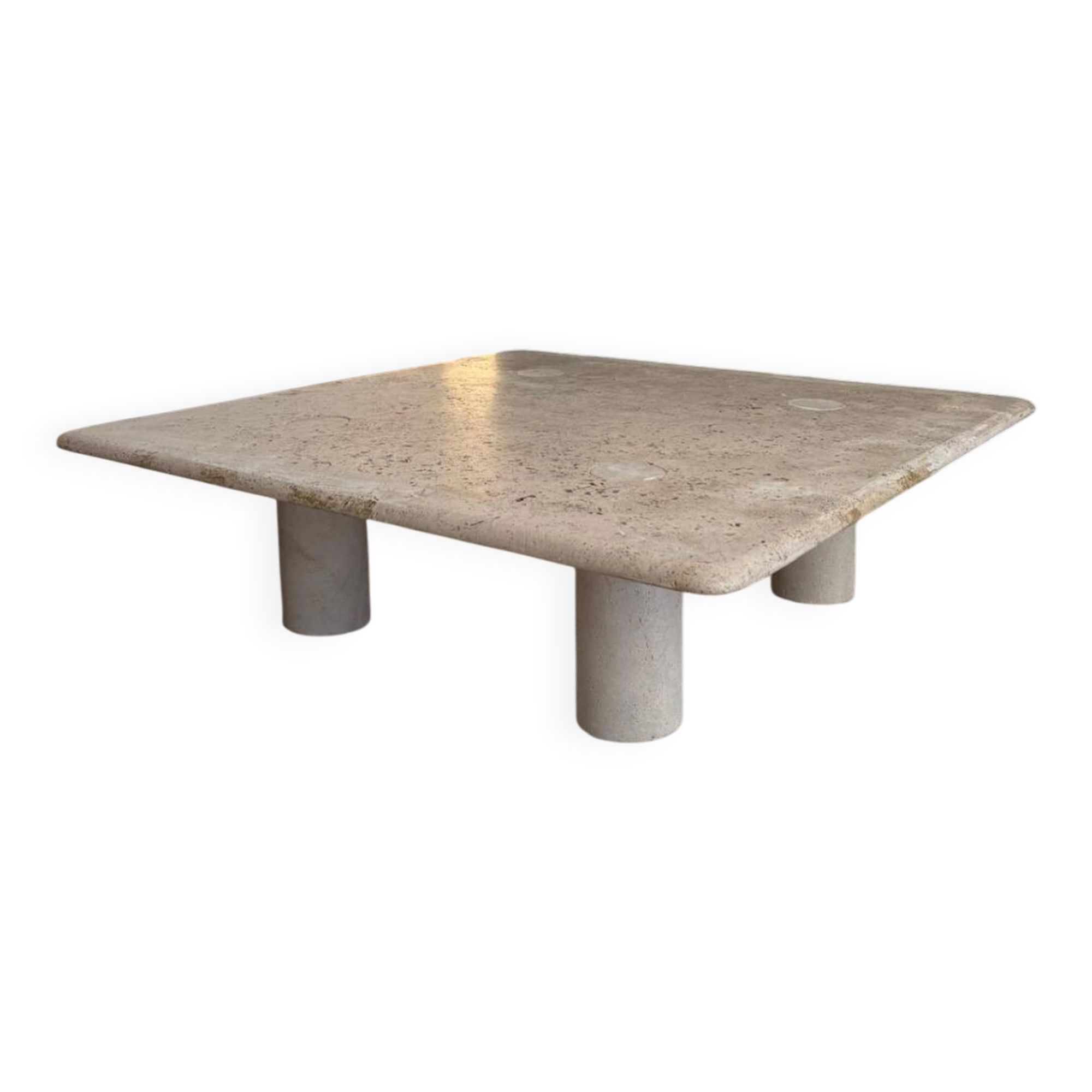 Travertine coffee table, Angelo Mangiarotti, Italy, 1970s
