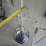 White and blue blown glass carafe