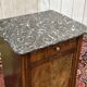 19th-century bedside table in mahogany with a grey marble top.