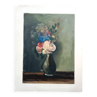 "The Pompom Roses", heliogravure by Raymond Jacquet after Maurice de Vlaminck (1876-1958)