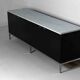 Buffet minimaliste de Florence Knoll en bois noir et marbre blanc, 1970
