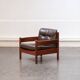 Fauteuil en teck et cuir