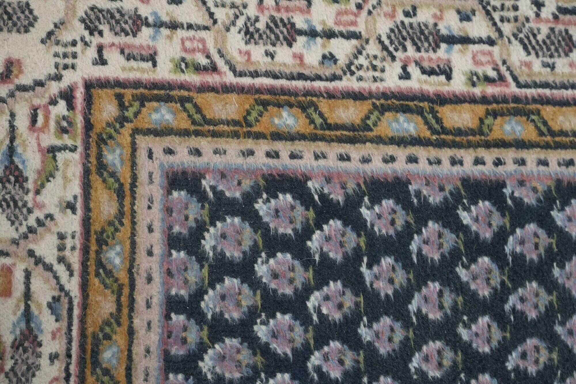 Beautiful vintage oriental rug with mainly blue colours 195x147cm