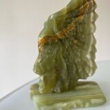 Sculpture  Visage Indien en Onyx Vert
