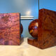Art Deco pair of bookends in thuya burl.