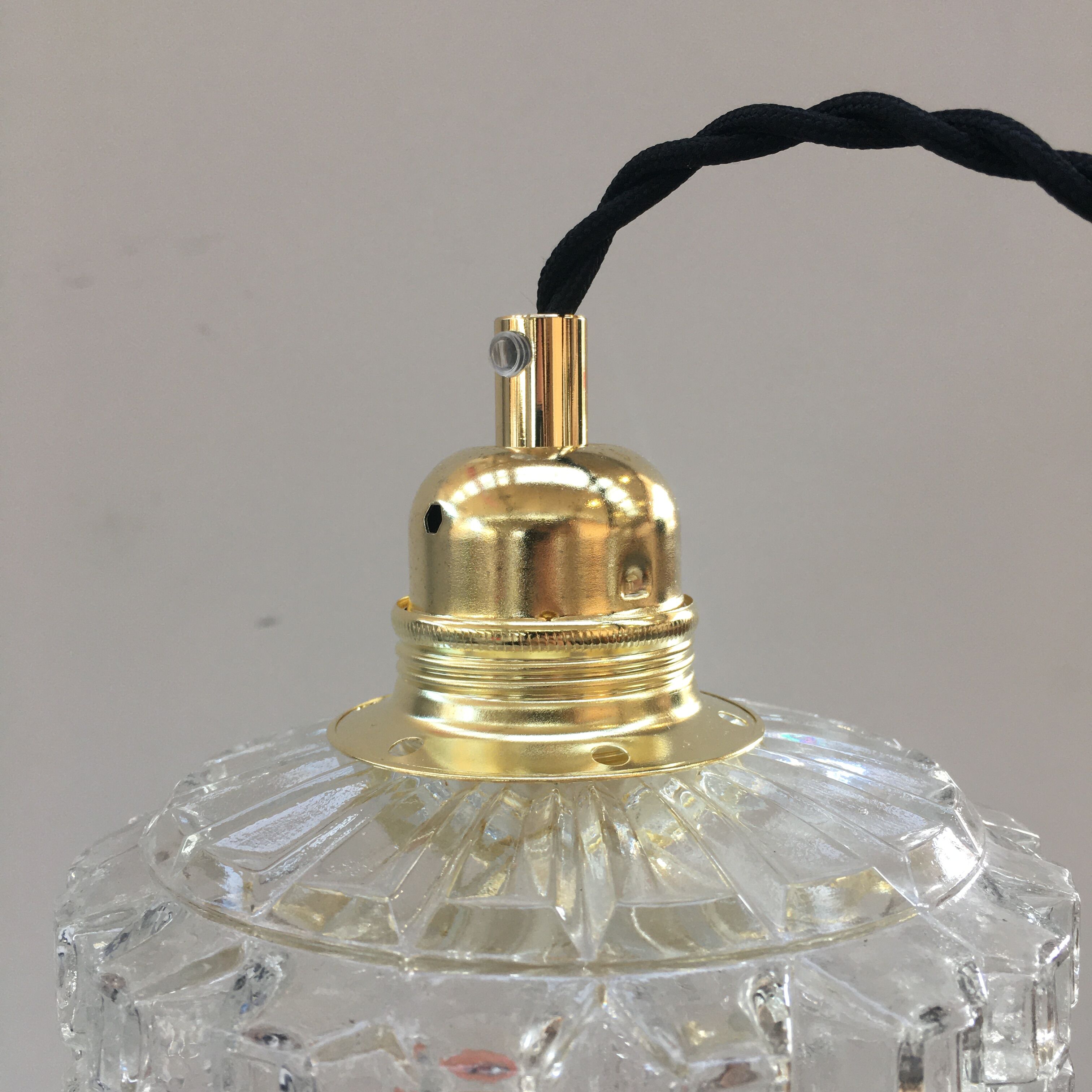 Vintage molded glass pendant lamp