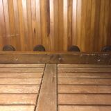 Old coat rack with 4 vintage wooden hooks