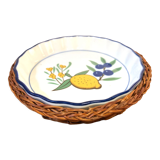 Vintage pie mold and wicker pan