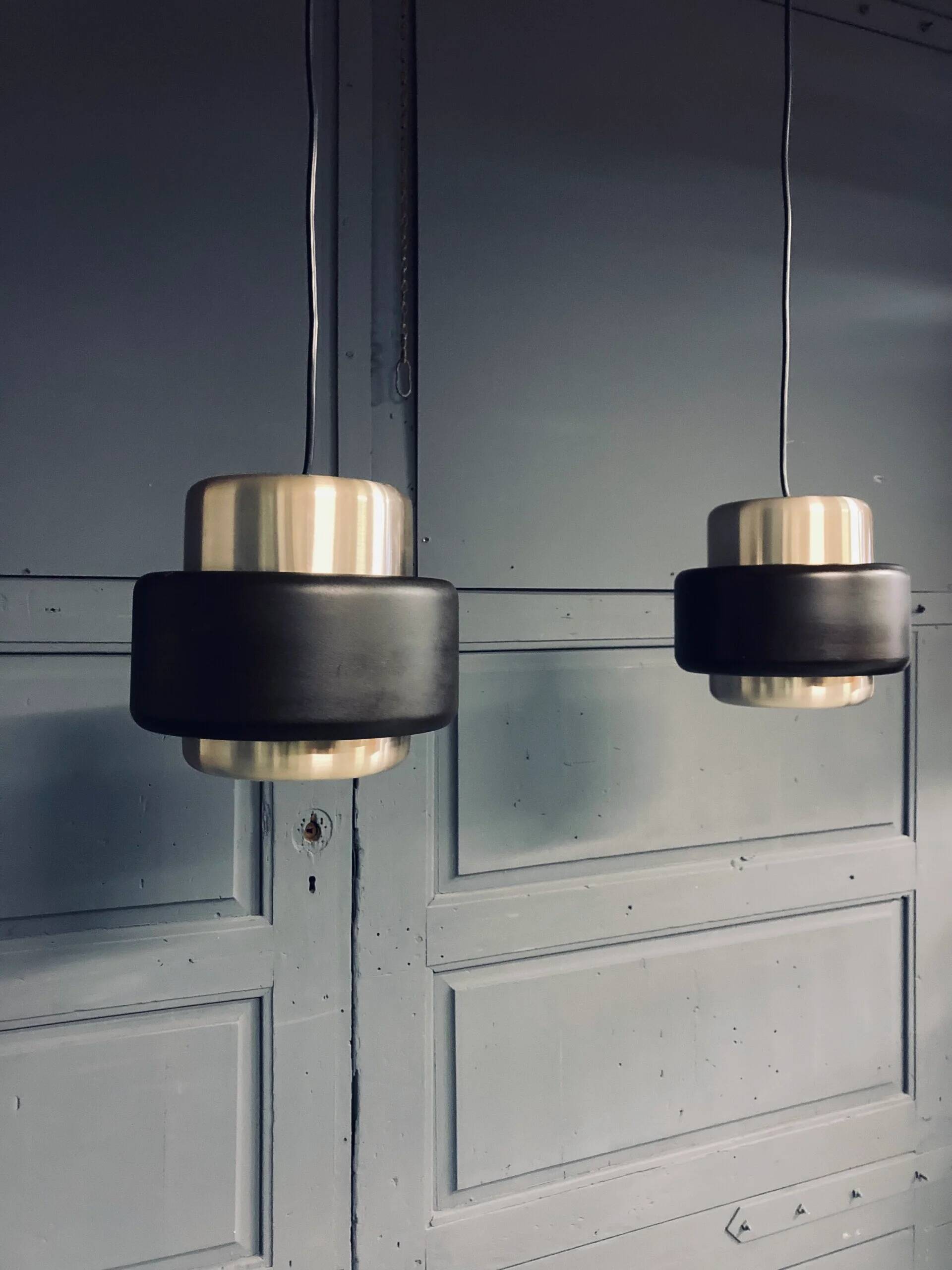 Vintage set Philips aluminium pendant lamps, 1970s/1980s, model LCG 201