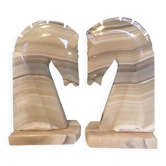 Pair of onyx horse head bookends