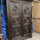 Antique Louis XIII armoire in solid walnut with carved doors