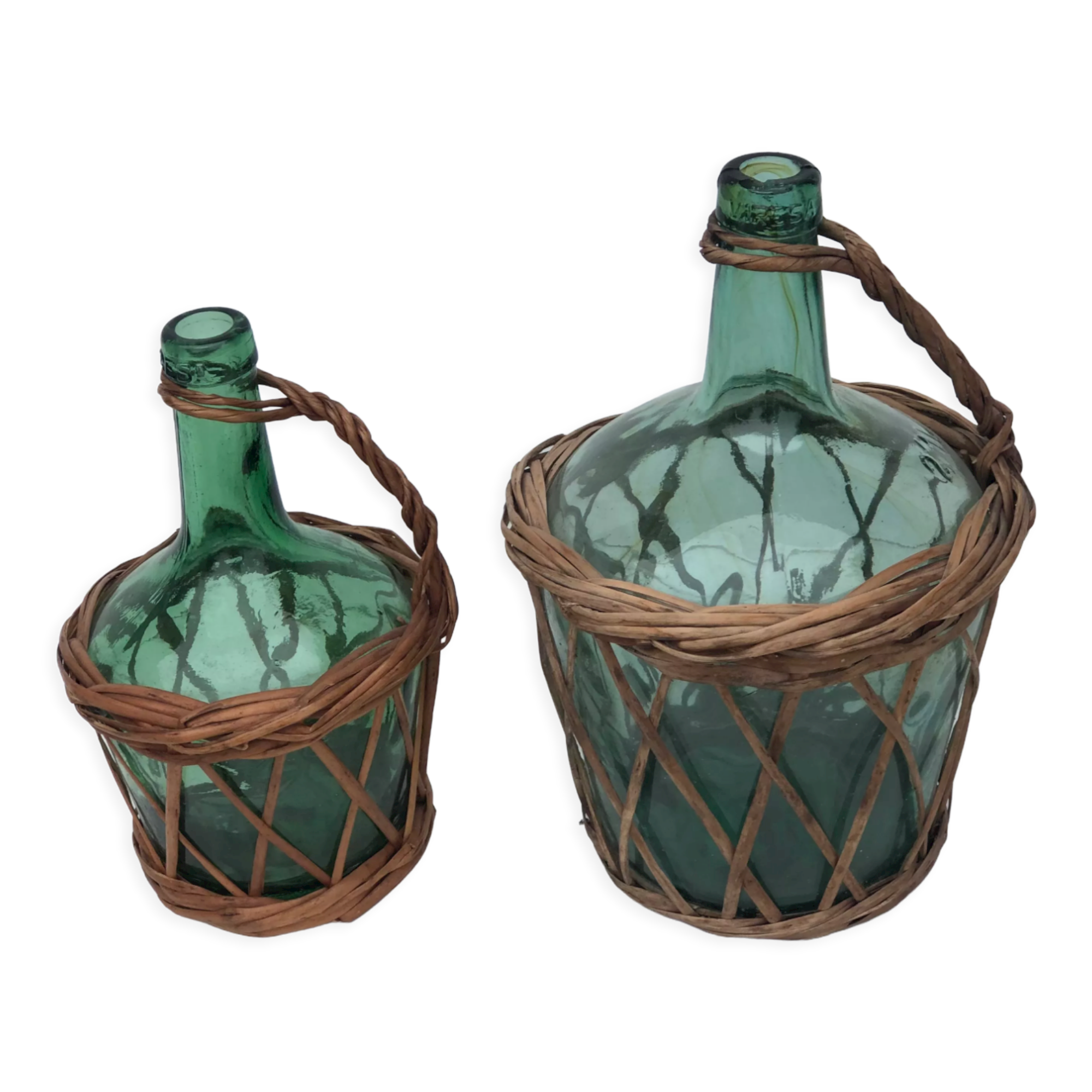 Ladies-jeanne dressed in wicker - lot of 2