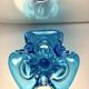 Cendrier sculptural en verre soufflé bleu 1960-1970