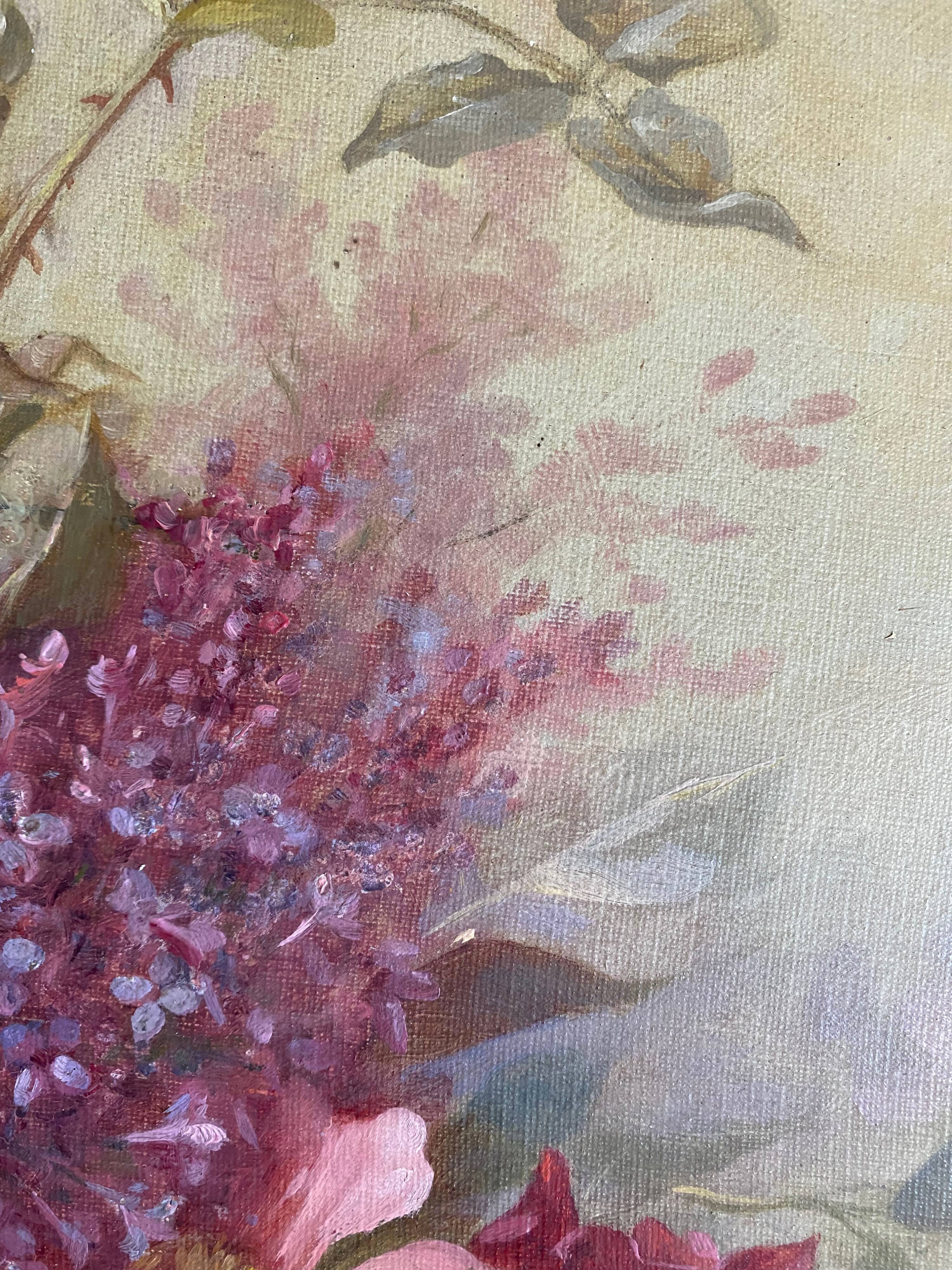 Table "Floral composition" HST signed Henri Chanut XIX ° century