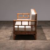 Vintage Italian Bamboo Sofa with Cushions from the 1970s