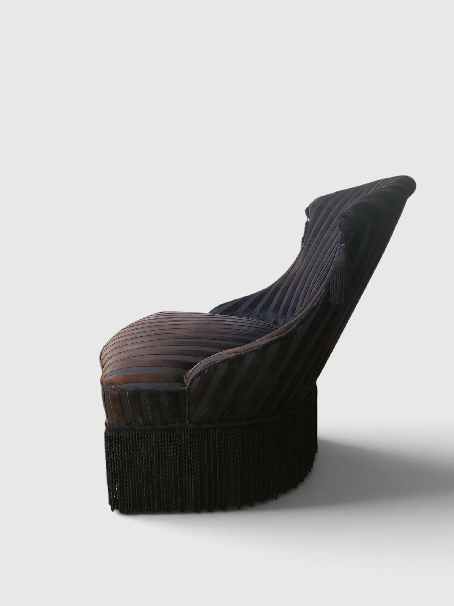 Striped black velvet armchair creation Paris