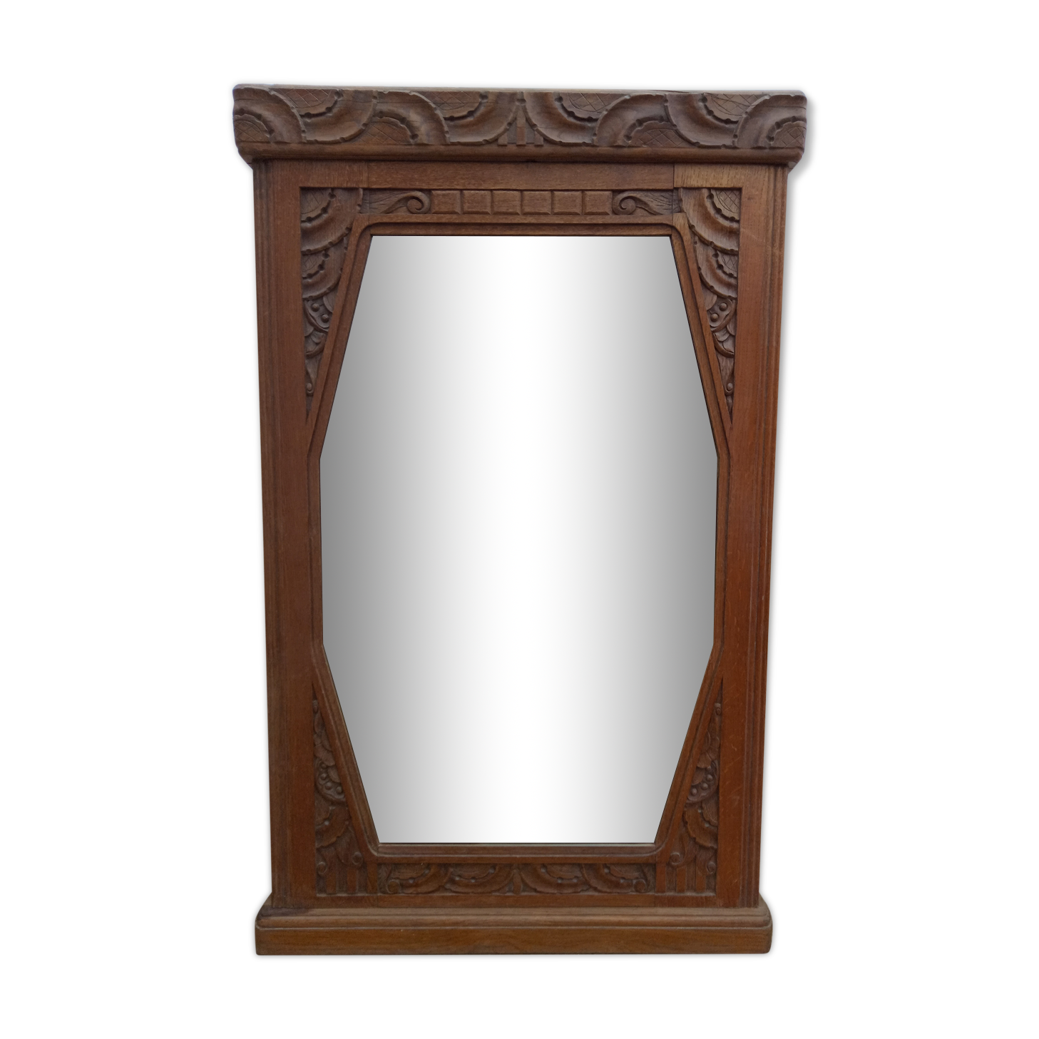 Art-Deco trumeau mirror in oak 79×124 cm