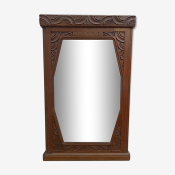 Art-Deco trumeau mirror in oak 79×124 cm