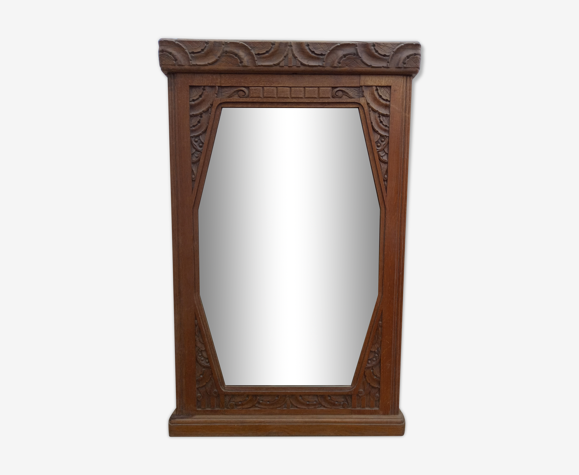 Miroir trumeau Art-Déco en chêne 79×124 cm