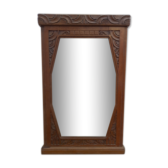 Miroir trumeau Art-Déco en chêne 79×124 cm