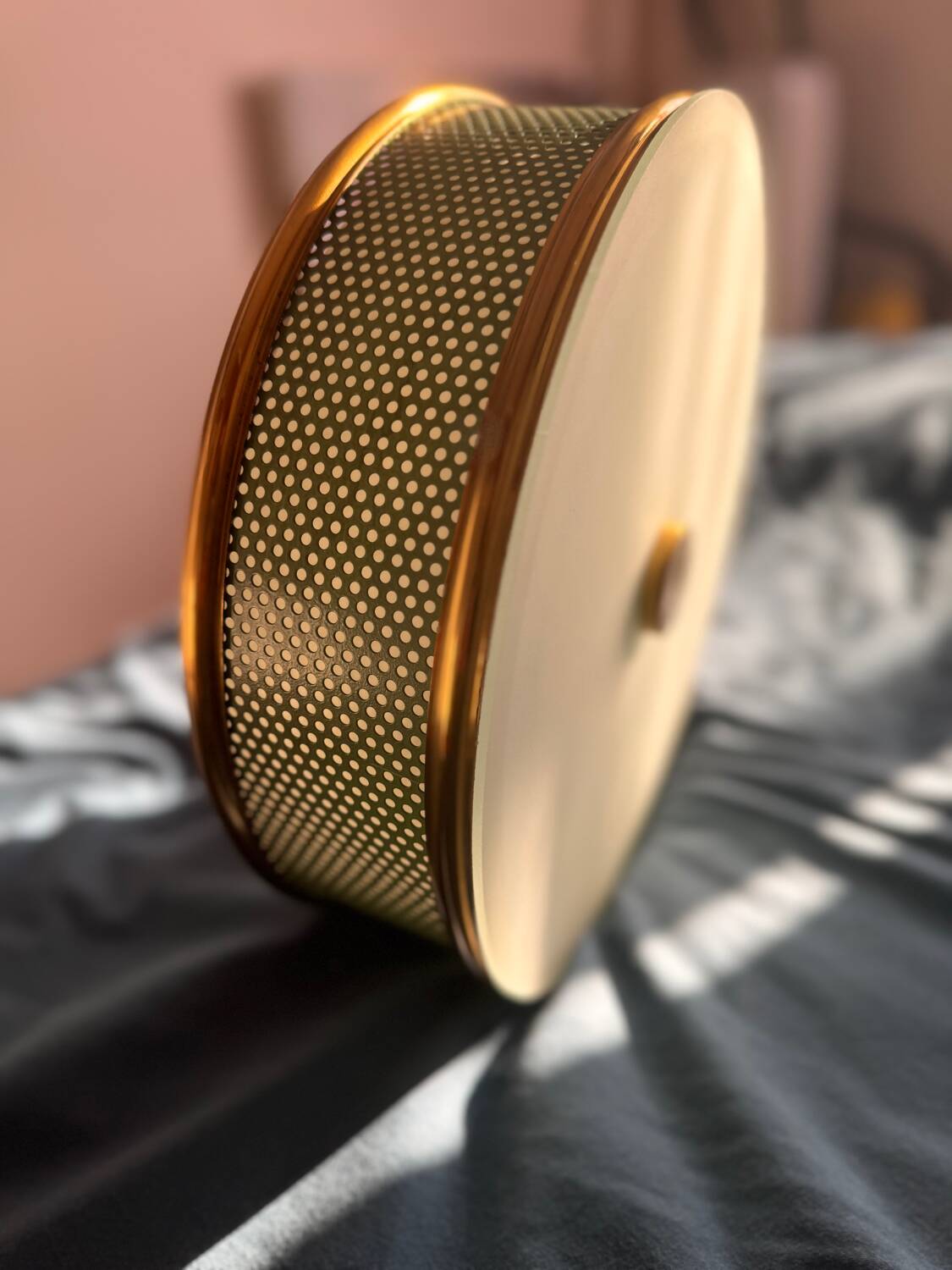 Lunel ceiling light / Porthole / Brass, perforated metal and glass