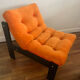 2 fauteuils en velours orange Vintage année 1974