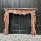 Louis XV style fireplace in rancid marble around 1900