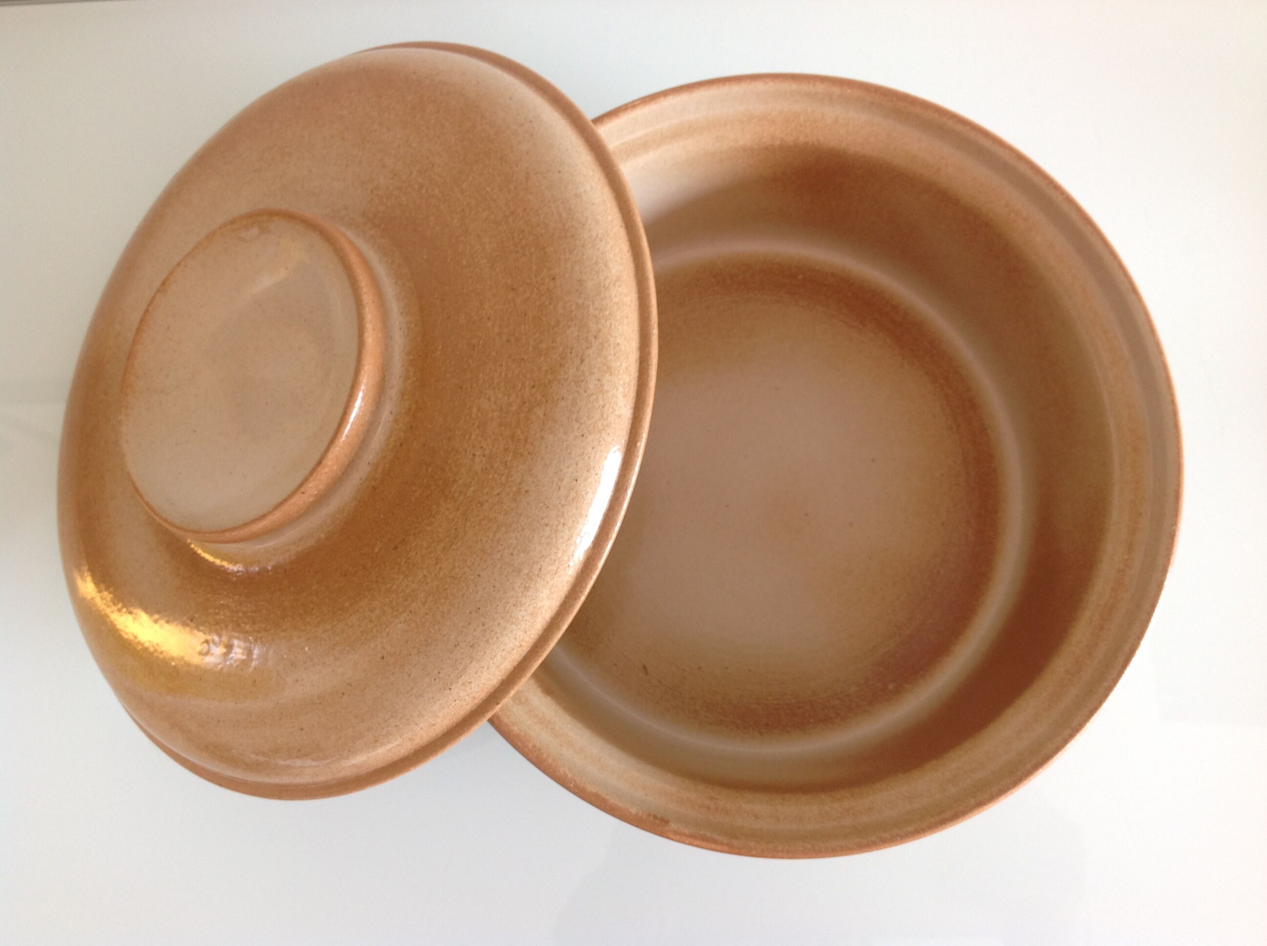 Beige stoneware vegetable dish by Grès de France 1970