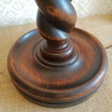 Turned wooden table lamp - vintage