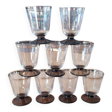 9 verres à eau vintage