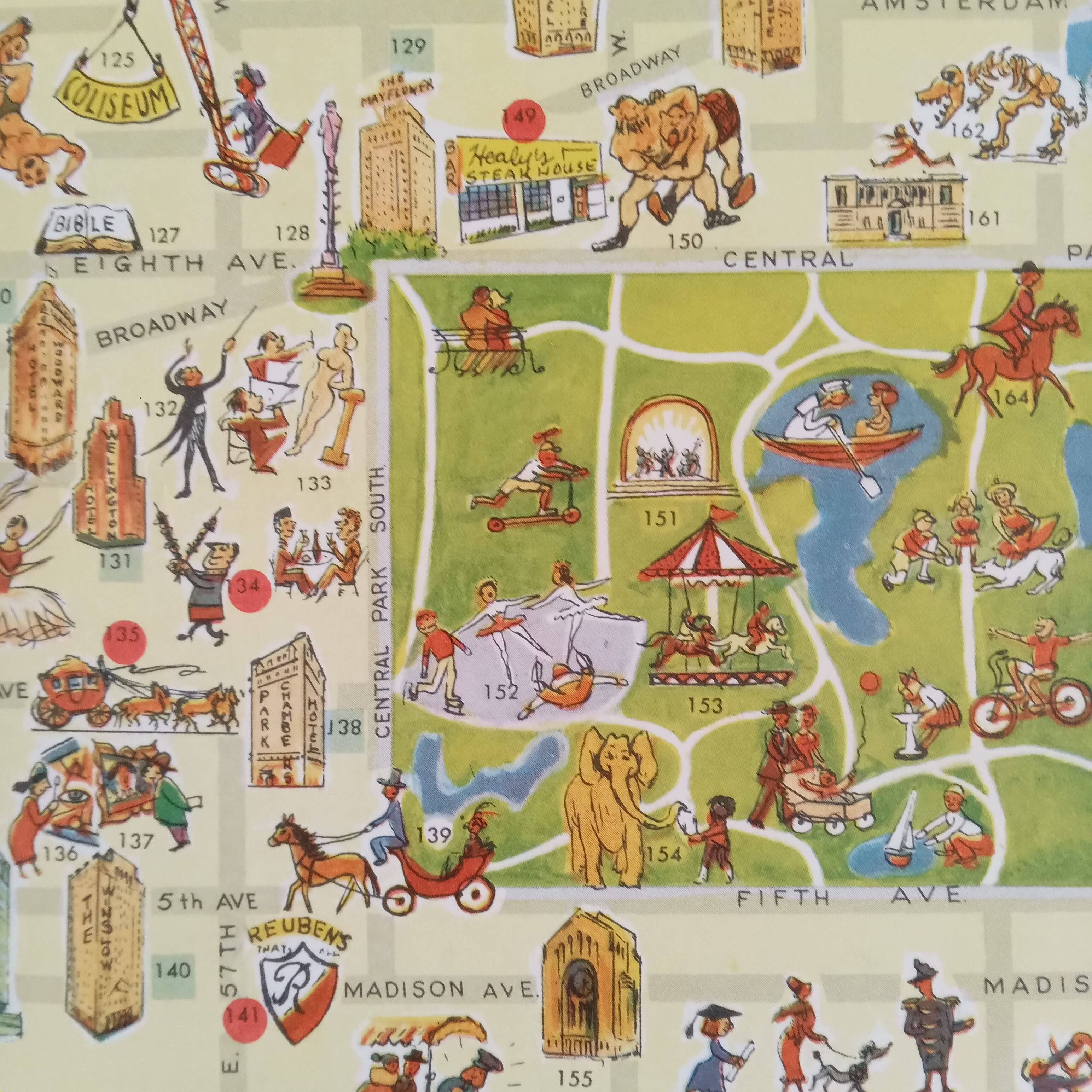 Pictorial map of New York 1950's