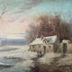 HST painting "Winter landscape" signed Flemish + frame XIX°