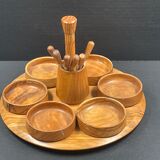 Plateau de service, serviteur vintage en bois d'olivier