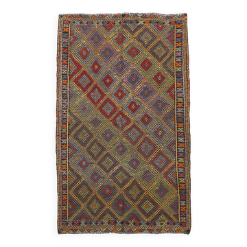 5x8 Yellow & Red Handmade Kilim Rug, 150x247Cm