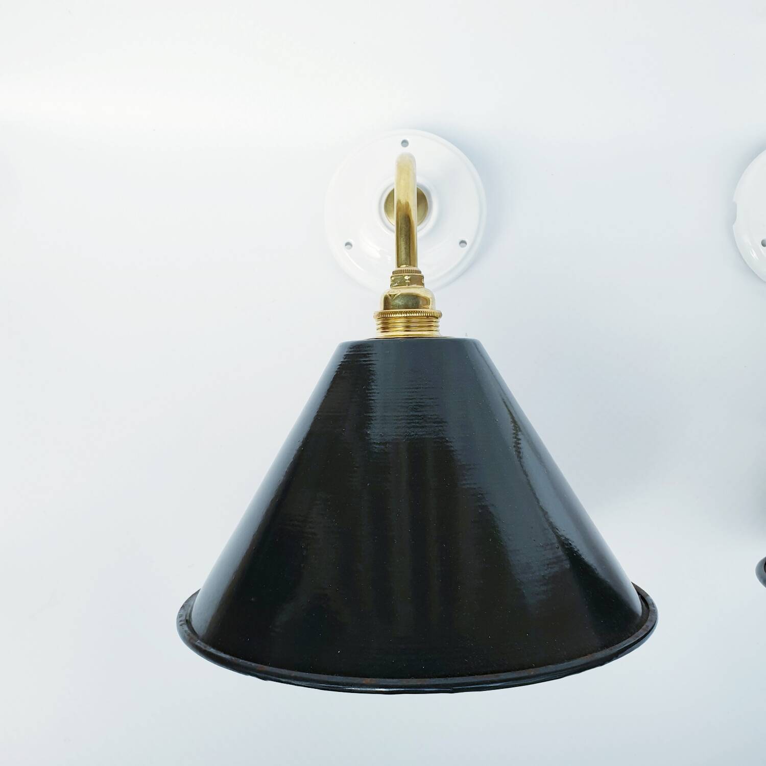 Antique enamelled sheet metal wall lights