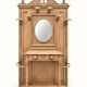 Napoleon III entrance hall wardrobe in solid oak with bevelled mirror.