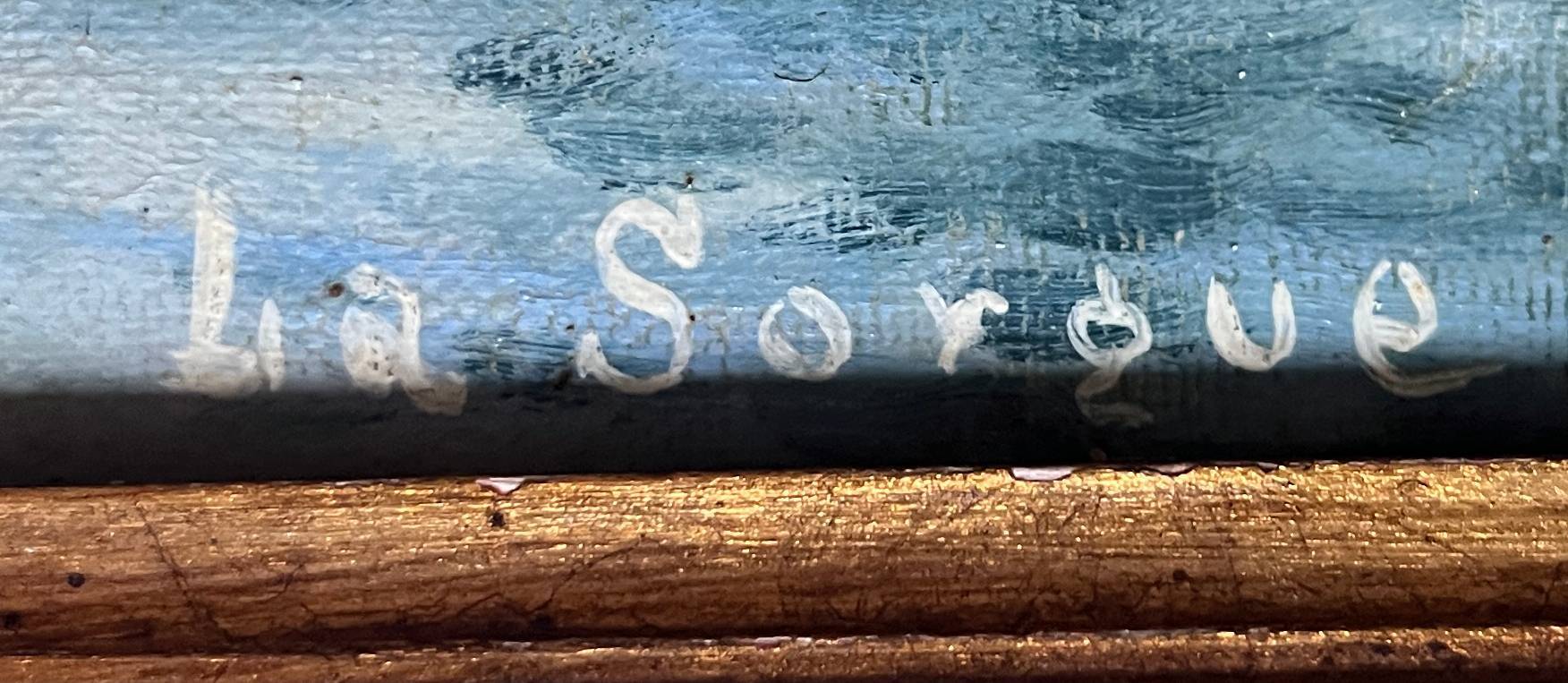 HST painting from the early 20th century "La Sorgue" (Aveyron) signed Chevalier + frame