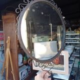 Vintage wrought iron round mirror