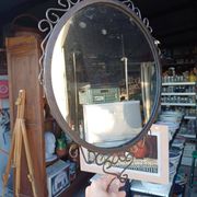 Vintage wrought iron round mirror
