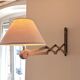 Scissor lamp or vintage wooden scissor wall light with fabric lampshade