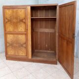 Art Deco Wardrobe in Walnut and Burl Walnut