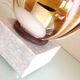 Polychrome glass globe lamp on marble base / vintage 60s-70s