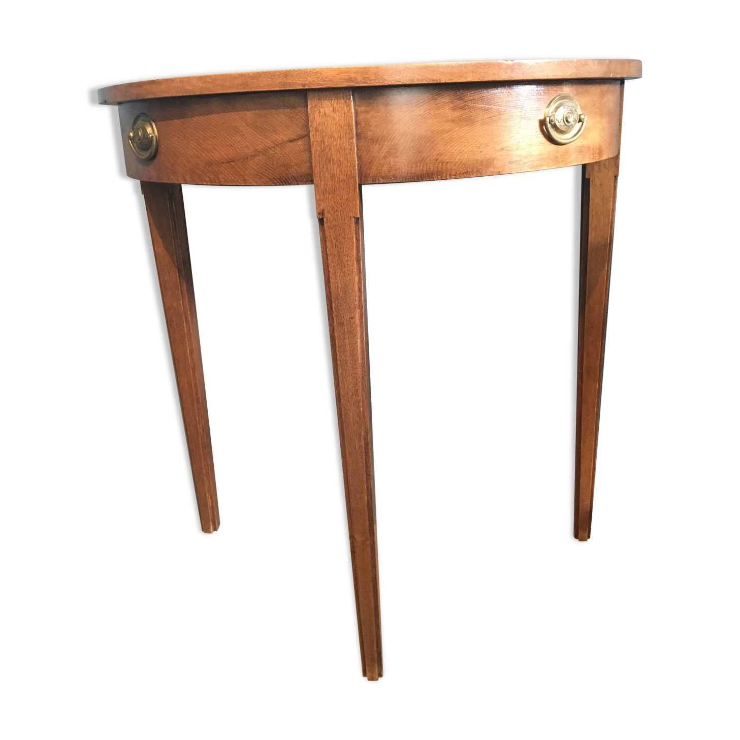 Old wooden half moon table