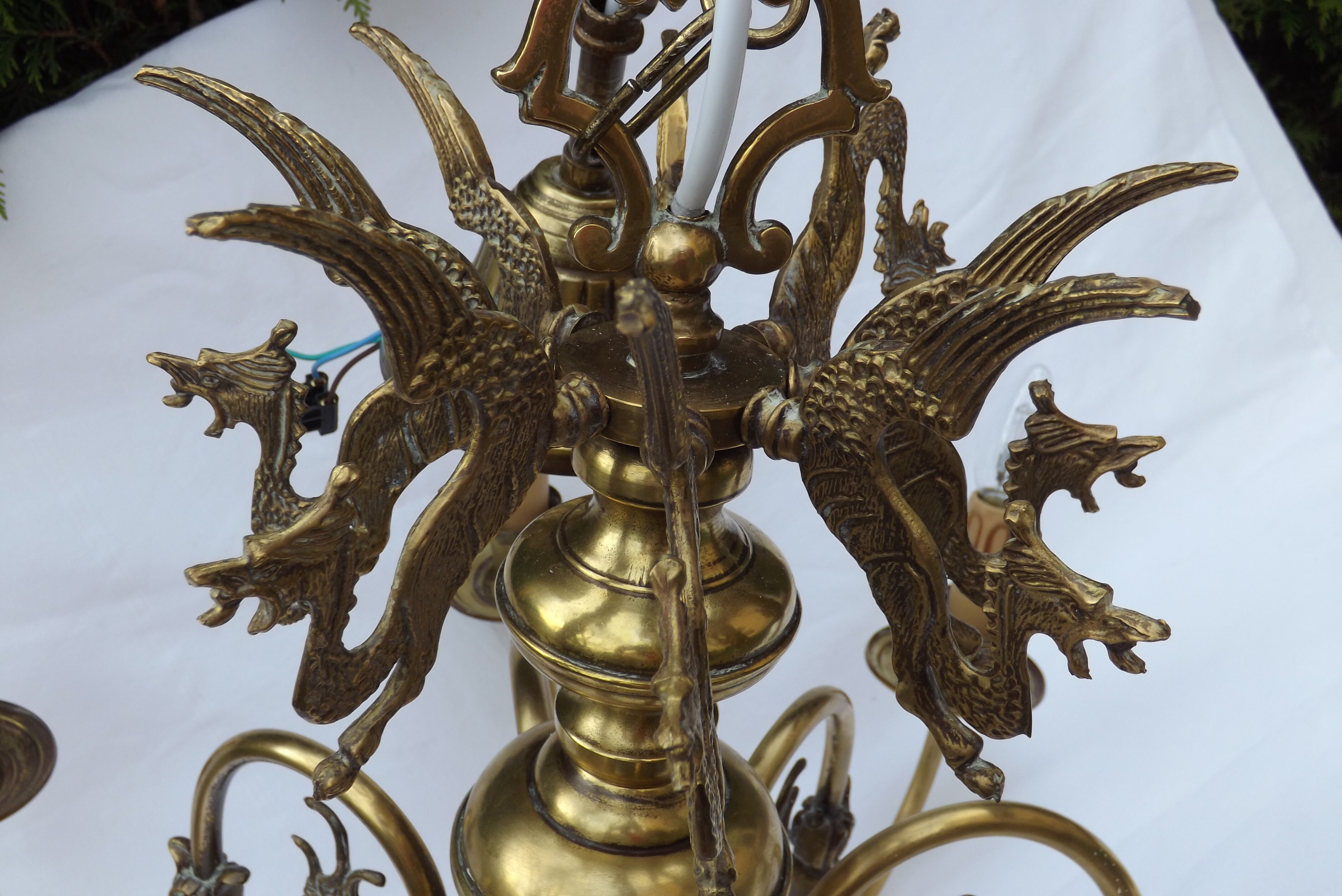 Dutch brass and bronze chandelier