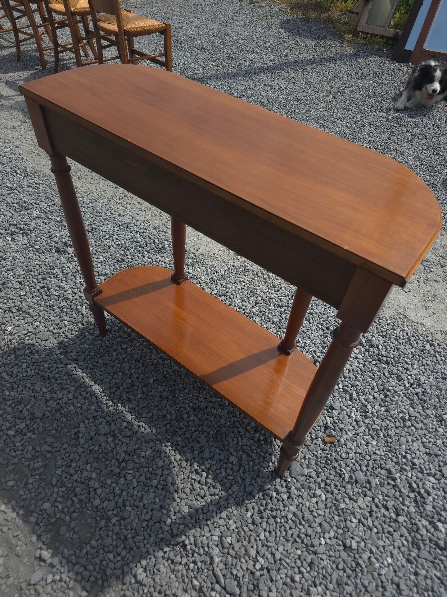 Table console demie lune en merisier massif