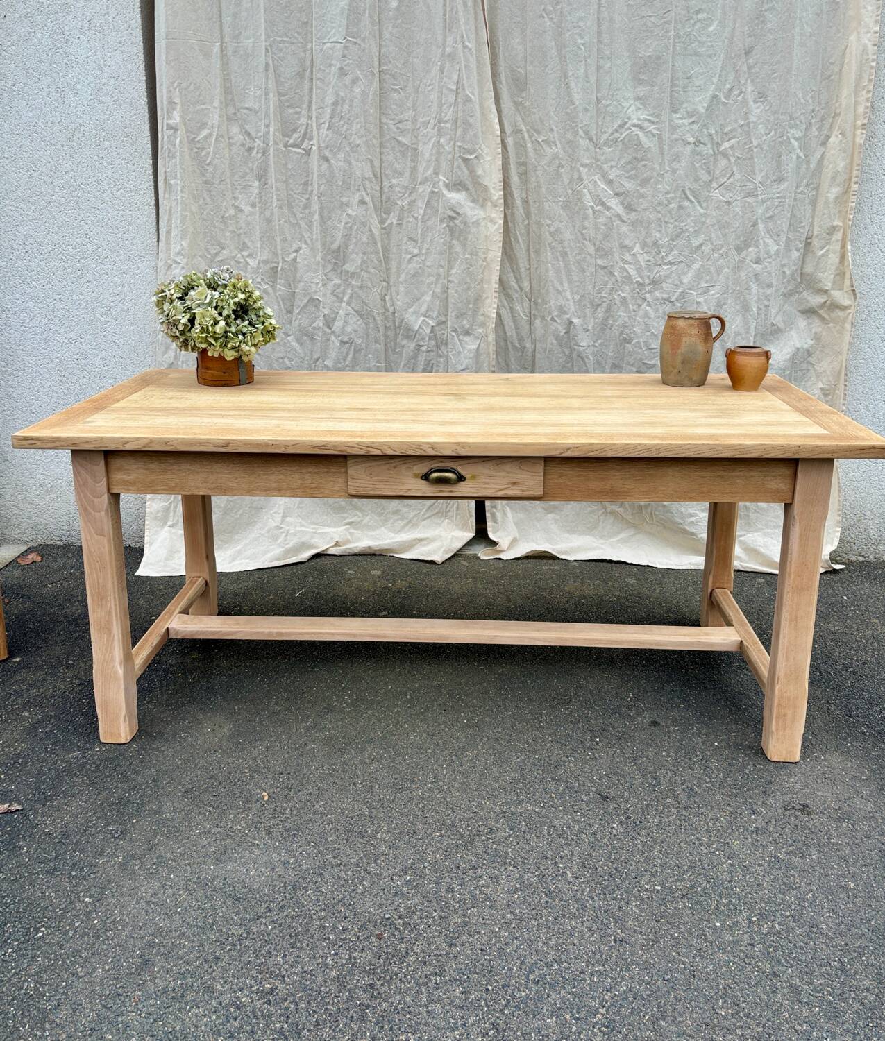 Raw wood farmhouse table