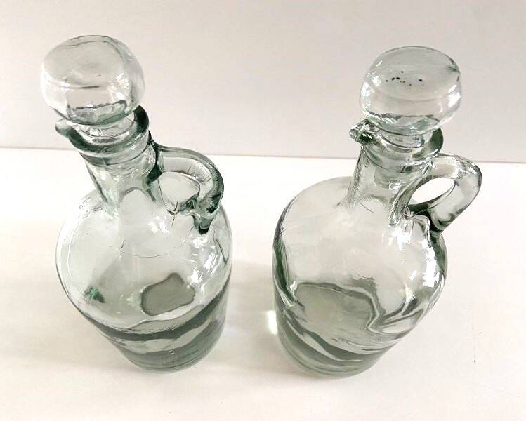 2 Vintage 70's Carafes Pourers Bottles Pitchers Olive Oil Vinegar Art