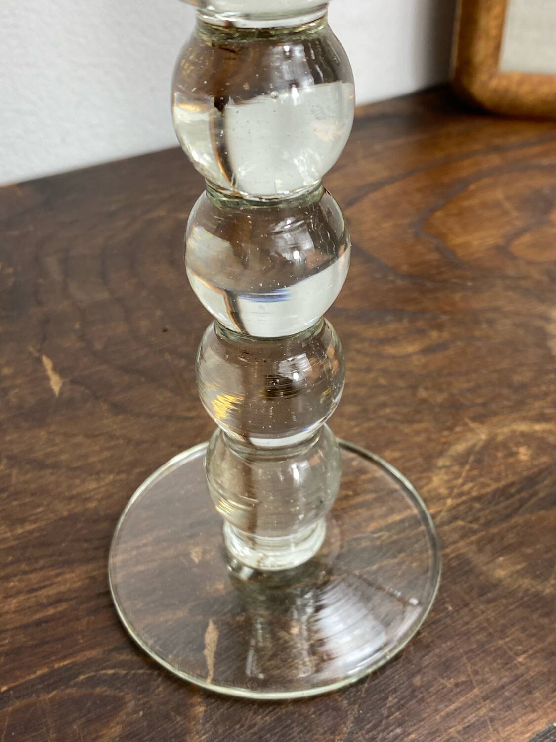 Pair of blown glass candlesticks